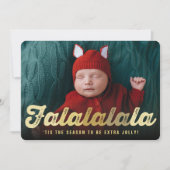 Falalala Gold Ombre Script Spaß Weihnachten Foto (Vorderseite)