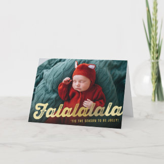 Falalala Gold Ombre Script Spaß Weihnachten Foto