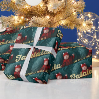 Falalala Gold Ombre Script Weihnachts-Multi-Foto Geschenkpapier