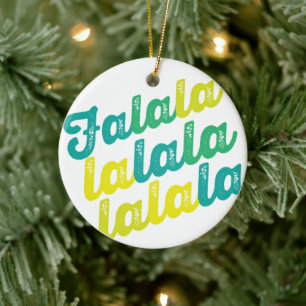 Falalala Green Ombre Bold Script Foto Weihnachten Keramik Ornament