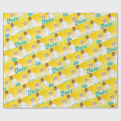 Falalala Green Ombre Script Holiday Multi Foto Geschenkpapier (Flach)