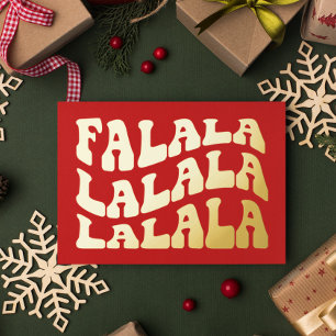 Falalala Groovy Wavy Typografie Red Christmas Folien Feiertagskarte