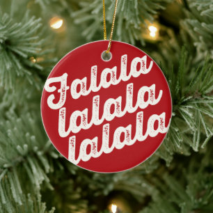 Falalala Grunge Bold Script Foto Rotes Weihnachtsf Keramik Ornament