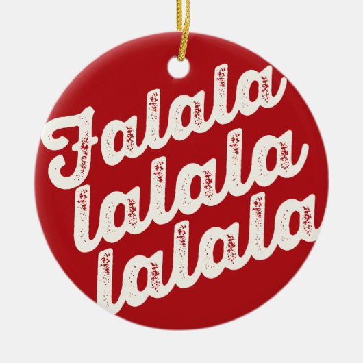 Falalala Grunge Bold Script Foto Rotes Weihnachtsf Keramik Ornament (Vorne)