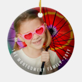 Falalala Pink Ombre Bold Script Foto Weihnachten Keramikornament (Hinten)