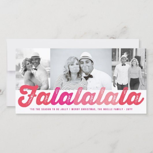 Falalala Pink Ombre Script Spaß Weihnachten 3 Foto (Vorderseite)