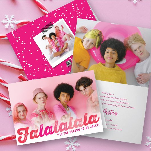 Falalala Pink Ombre Script Spaß Weihnachten Foto