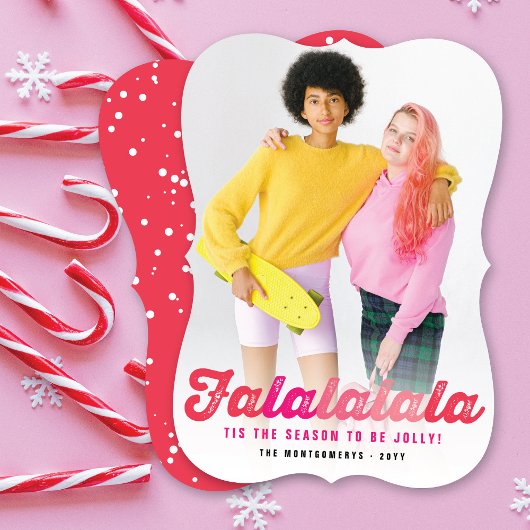 Falalala Pink Ombre Script Spaß Weihnachten Foto