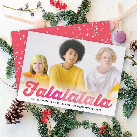 Falalala Pink Ombre Script Spaß Weihnachten Foto