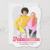 Falalala Pink Ombre Script Spaß Weihnachten Foto (Vorderseite)
