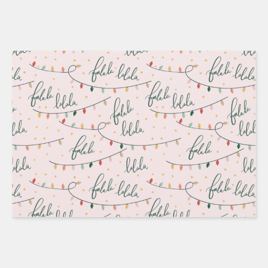 Falalala Script Christmas Holiday Geschenkpapier Set (Vorderseite 2)
