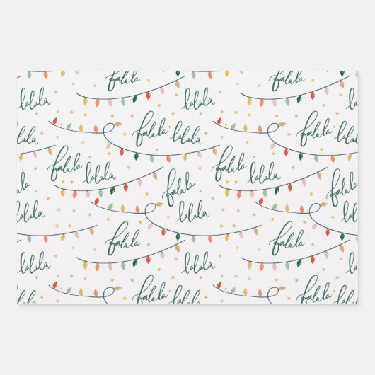 Falalala Script Christmas Holiday Geschenkpapier Set (Vorderseite)