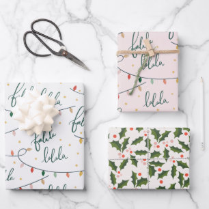 Falalala Script Weihnachtsfeiertag Geschenkpapier Set