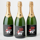 Falalalala Llama Weihnachtsgeschenk Schaumweinetikett (Flaschen)