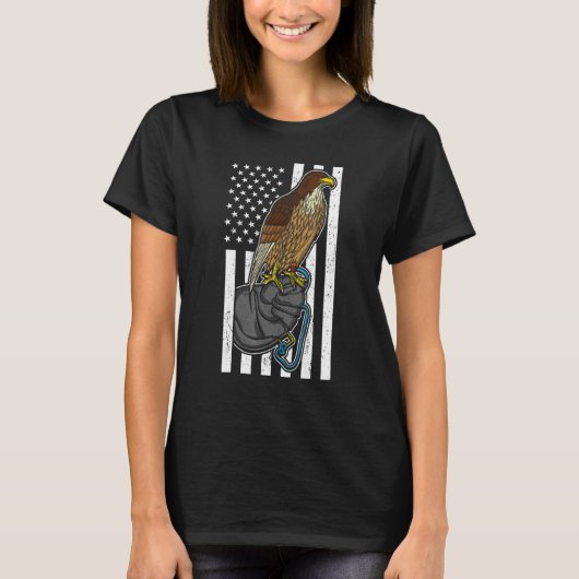Falcon American Flag Falconry T-Shirt (Vorderseite)