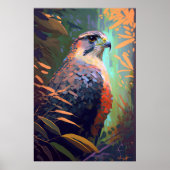 Falcon Bird Animal Portrait Painting Wildlife Free Poster (Vorne)