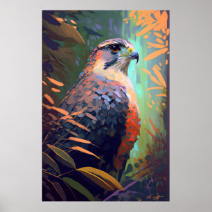 Falcon Bird Animal Portrait Painting Wildlife Free Poster