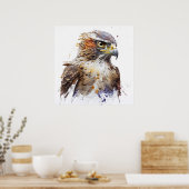 Falcon Bird Portrait Animal Painting Wildlife Free Poster (Küche)