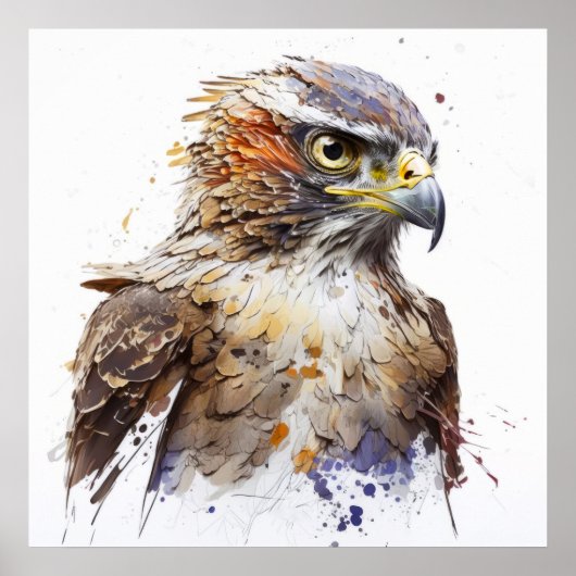 Falcon Bird Portrait Animal Painting Wildlife Free Poster (Vorne)