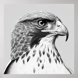 Falcon Bird Wild Nature Animal Illustration Art Poster