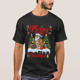 Falcon Bird Xmas Tree Lighting Weihnachtsmannmütze T-Shirt