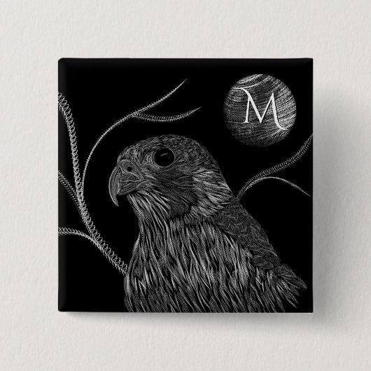 Falcon Full Moon Monogram Black Button (Vorderseite)