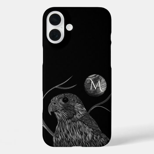 Falcon Full Moon Monogram Black Case-Mate iPhone Hülle (Rückseite)
