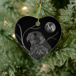Falcon Full Moon Monogram Black Keramik Ornament