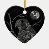 Falcon Full Moon Monogram Black Keramik Ornament (Vorne)