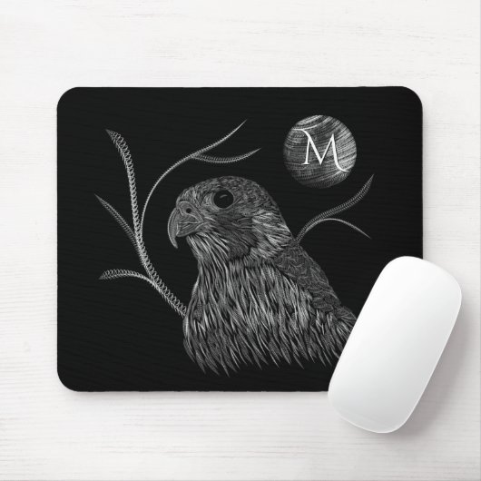 Falcon Full Moon Monogram Black Mousepad (Mit Mouse)