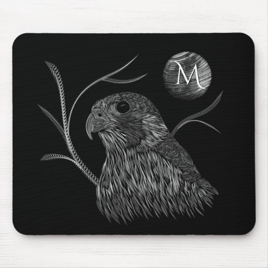 Falcon Full Moon Monogram Black Mousepad (Vorne)