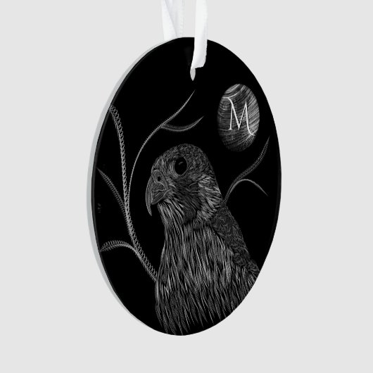 Falcon Full Moon Monogram Black Ornament (Vorderseite)