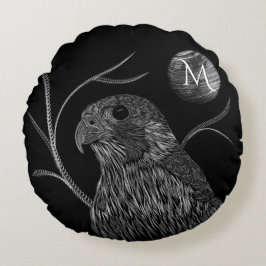 Falcon Full Moon Monogram Black Rundes Kissen