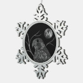 Falcon Full Moon Monogram Black Schneeflocken Zinn-Ornament (Rechts)