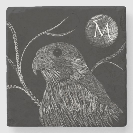 Falcon Full Moon Monogram Black Steinuntersetzer (Vorderseite)
