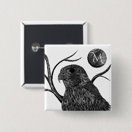 Falcon Full Moon Monogram Button