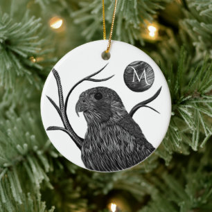 Falcon Full Moon Monogram Keramik Ornament
