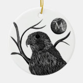 Falcon Full Moon Monogram Keramik Ornament (Vorne)