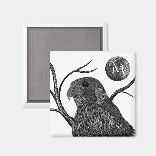 Falcon Full Moon Monogram Magnet (Vorderseite/Rückseite)