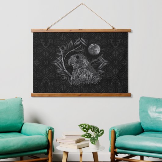 Falcon Full Moon Monogram Wandteppich Mit Holzrahmen (Wohnzimmer)