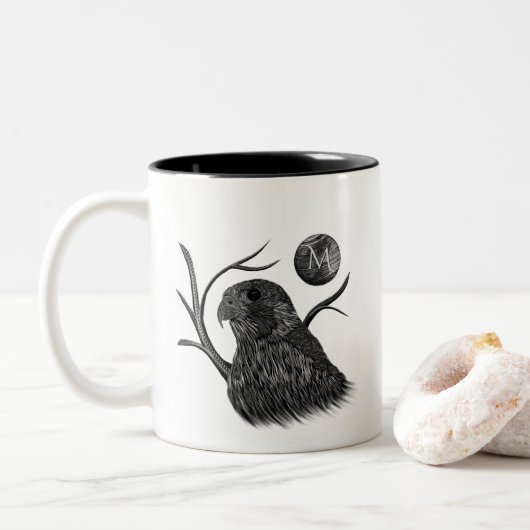 Falcon Full Moon Monogram Zweifarbige Tasse (Mit Donut)