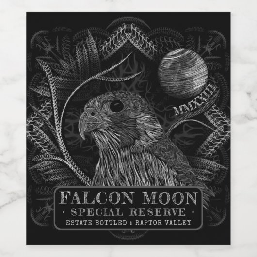 Falcon Full Moon Wine Label Weinetikett (Einzelnes Label)