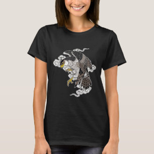 Falcon Hawk Flying X japanische Wolken Tattoo Flas T-Shirt