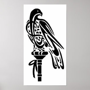 Falcon on Block Perch Poster