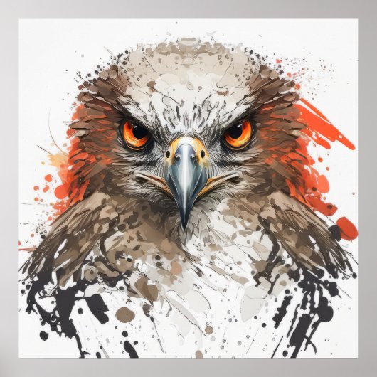 Falcon Portrait Animal Painting Wildlife Poster (Vorne)