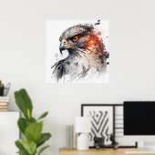 Falcon Portrait Animal Painting Wildlife Poster (Heimbüro)