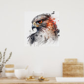 Falcon Portrait Animal Painting Wildlife Poster (Küche)