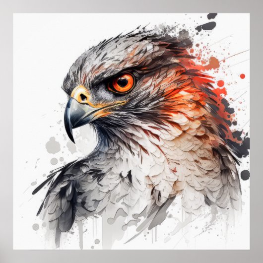 Falcon Portrait Animal Painting Wildlife Poster (Vorne)