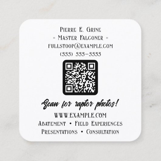 Falcon Sun oder Moon Falcony Services Quadratische Visitenkarte (Rückseite)