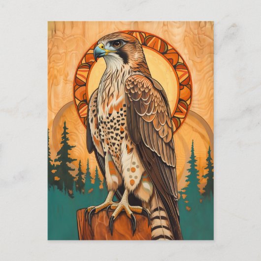 Falcon Totem – Visionary Art Deco Spirit Postkarte (Vorderseite)